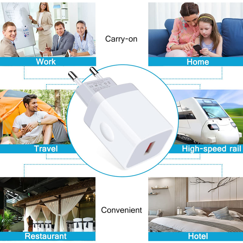  [AUSTRALIA] - European USB Wall Charger Quick Charge 3.0 EU Power Plug Adapter Fast Charging for iPhone 14/13/13Pro Max/13Mini/12 Pro Max/12 Mini/SE/11,Samsung Galaxy S23 Ultra/S22/S21/S20 5G,Google Pixel 7/6 Pro/5 2 Pack White
