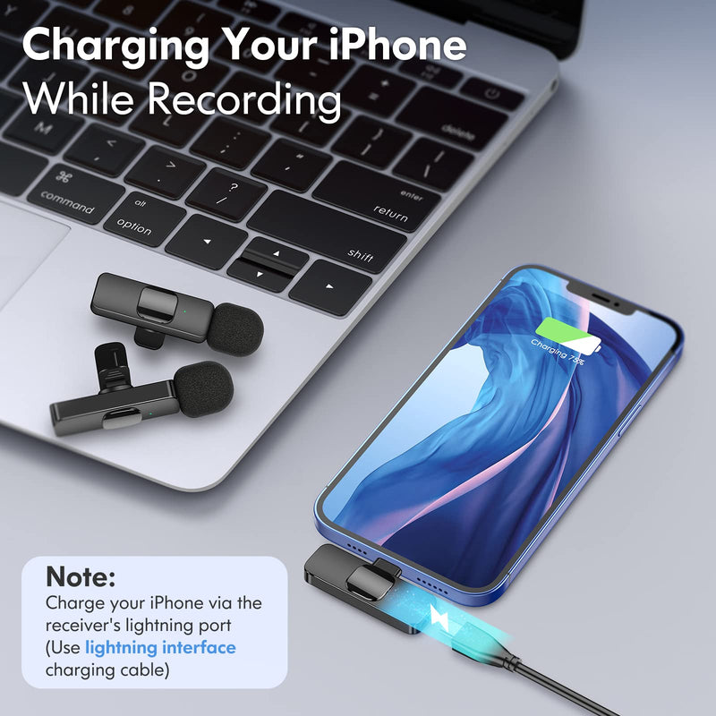  [AUSTRALIA] - Wireless Lavalier Lapel Microphone for iPhone iPad: 2 Clip on Microphones for Phone Video Recording, Professional Lav Mic for YouTube | Interview | Podcast | Vlog | Tiktok | Live Stream