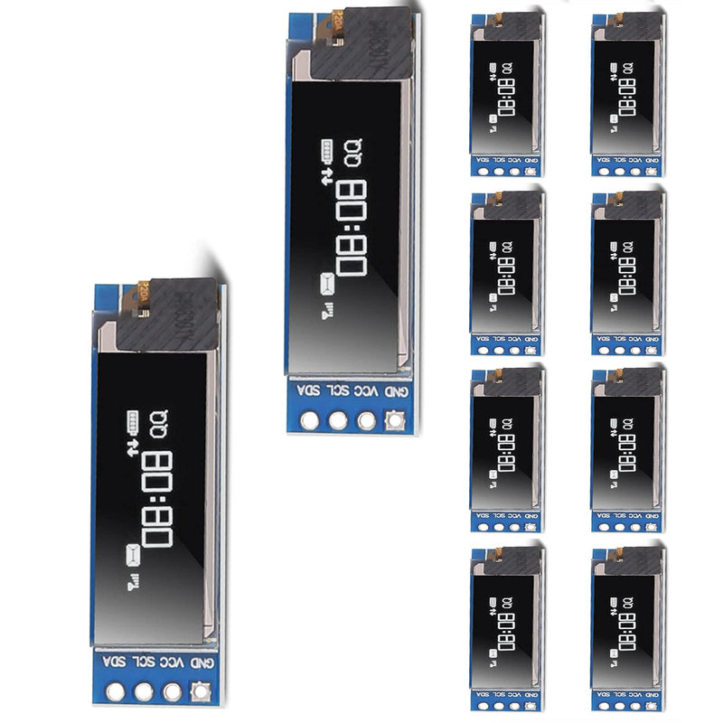  [AUSTRALIA] - DORHEA 10PCS 0.91'' 12832 IIC I2C OLED Display Module 0.91inch I2C 128x32 SSD1306 LCD Display Module White I2C OLED Screen Driver DC 3.3V/5V with 4 Pin Headers 10pcs white