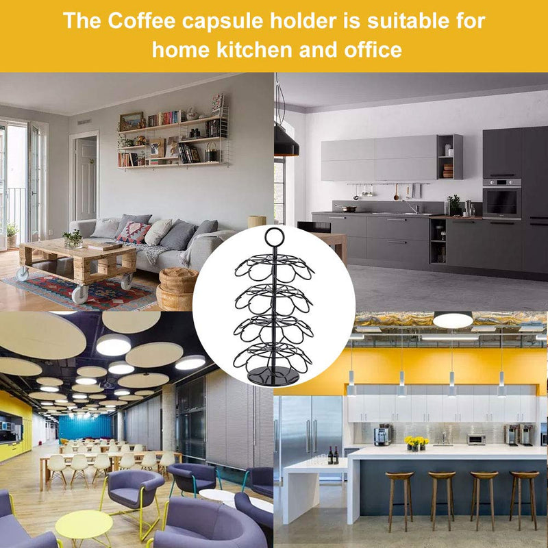  [AUSTRALIA] - SHURFFY Coffee Pod Carousel Holder Organizer Compatible with 36 Cup Pods Capacity of 36 pods,Black