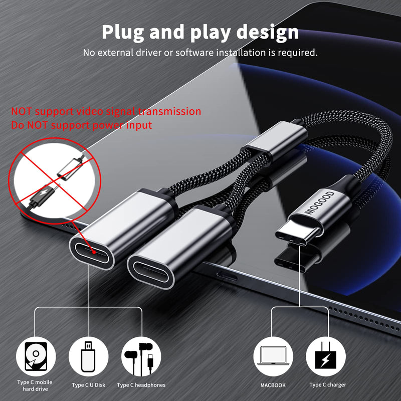  [AUSTRALIA] - USB C to USB C Female Adapter USB Splitter Y Cable,USB C Male to 2 USB-C Female Cord Converter,Dual Double USB C Port Hub Charger Power Split Adapter for Mac,Xbox One Series X/S,PS4,PS5,Laptop 3packs Black