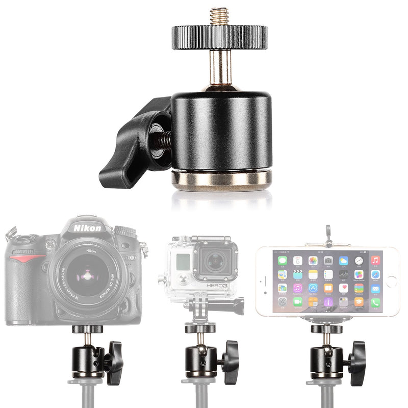  [AUSTRALIA] - Neewer Aluminum Alloy 360 Degree Rotating Swivel Mini Ball Head with 1/4" 3/8" Thread Base Mount for DSLR Camera Like Canon,Nikon,Sony/Camcorder/iPhone 6s/6/5S/5/4S/4,Gopro HD Hero 1/2/3/3+/4