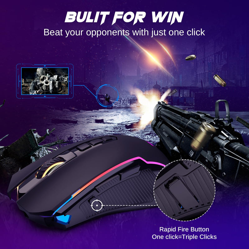  [AUSTRALIA] - Redragon Wireless Gaming Mouse, Tri-Mode 2.4G/USB-C/Bluetooth Mouse Gaming, 10000 DPI, RGB Backlit, Fully Programmable, Rechargeable Wireless Computer Mouse for Laptop PC Mac, Black US Layout