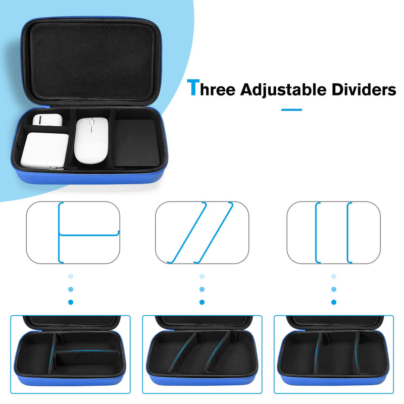  [AUSTRALIA] - ProCase Hard Travel Electronic Organizer Case for MacBook Power Adapter Chargers Cables Power Bank Apple Magic Mouse Apple Pencil USB Flash Disk SD Card Small Portable Accessories Bag -Blue Blue