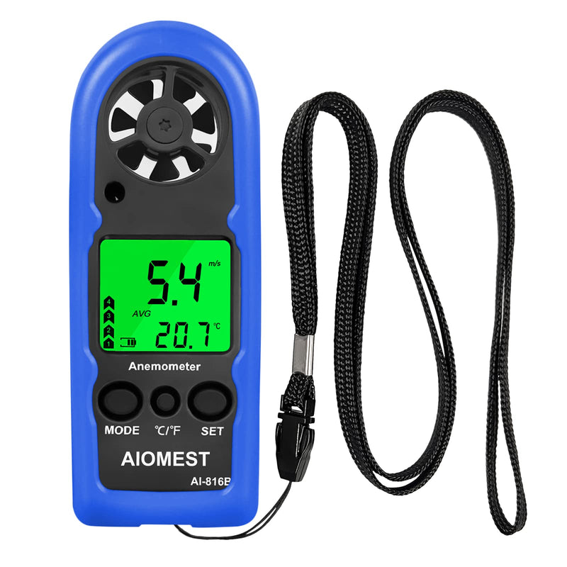  [AUSTRALIA] - AIOMEST Wind Meter, 816B Digital Anemometer Handheld Wind Meter with Backlight, Wind Chill, MAX/AVG for Measuring Wind Speed and Air Temperature. 1PCS