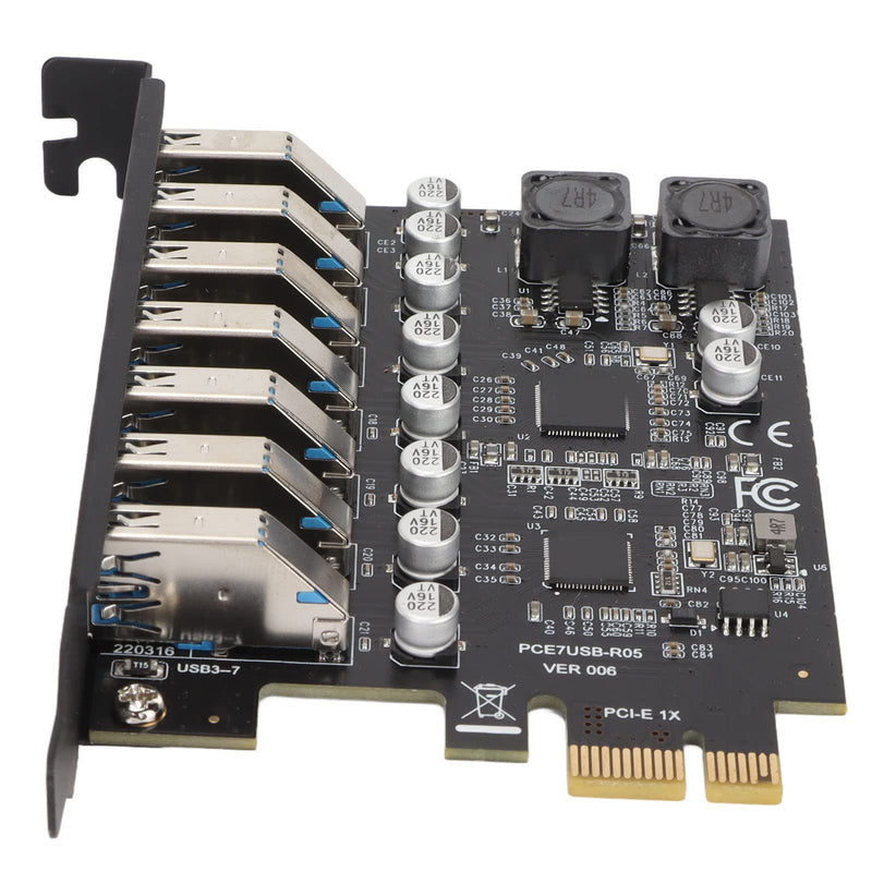  [AUSTRALIA] - 7 Port PCIE Expansion Card, 1.5A 7 Ports USB 3.2 GEN1 5Gbps High Speed Transmission Stable Power USB 3.2 GEN1 Front Expansion Card, 7 External USB3.2 Ports