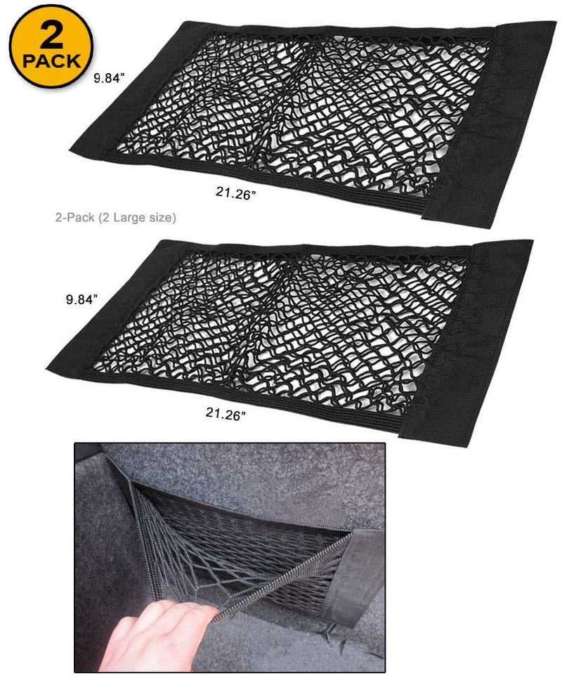  [AUSTRALIA] - JAVOedge (2 Pack - Large NETS Hook and Loop Adhesive Tape Storage Net Car Accessories Interior Organizer, Car/Truck/RV 2 PACK (21" LARGE SIZE)