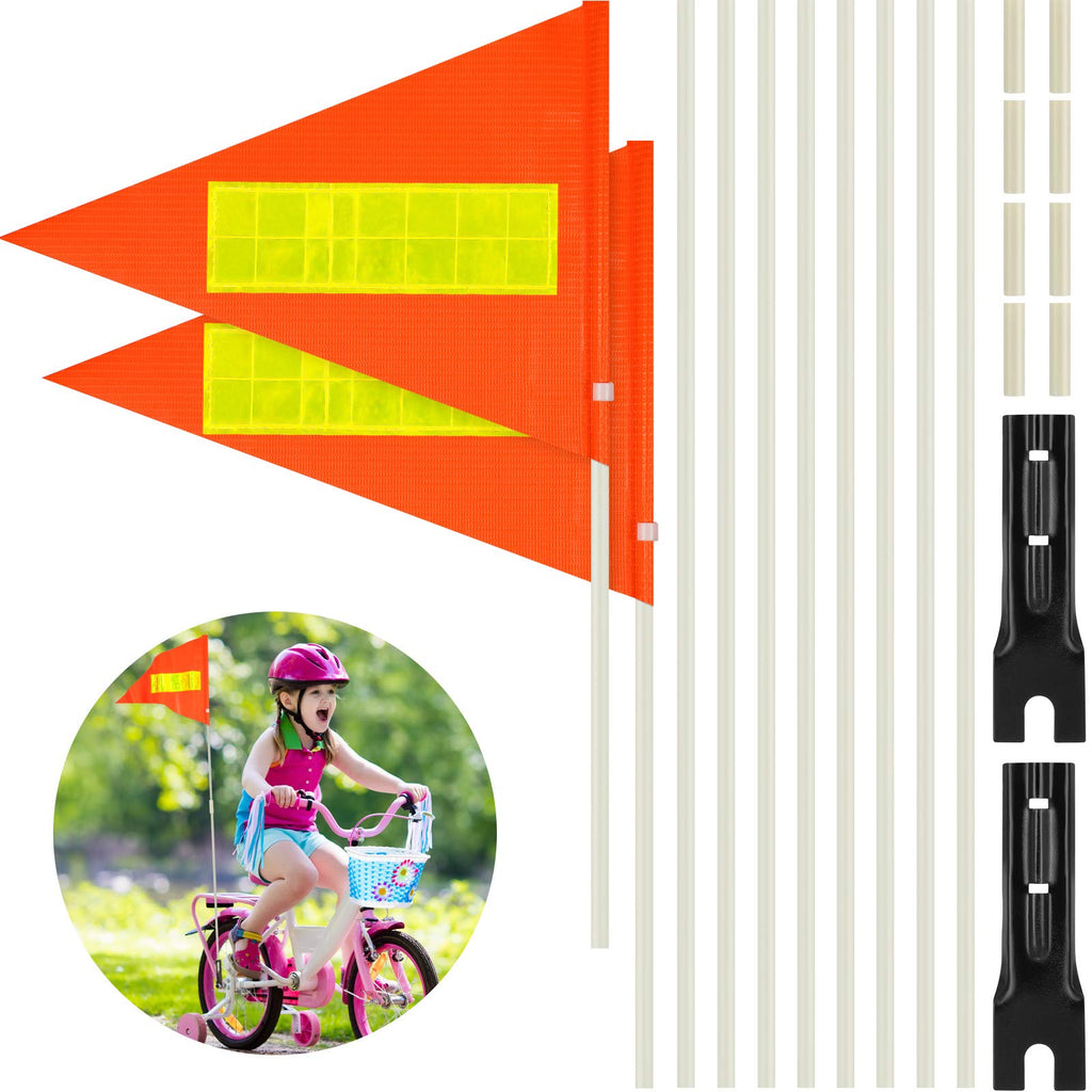  [AUSTRALIA] - Tatuo 2 Sets Bike Flags with Pole, 6 Feet Height Adjustable Waterproof Orange Safety Flag Sturdy Fiberglass Bicycle Flag Pole for Kids Outdoor Cycling Supplies (Red Yellow and White) Red Yellow and White