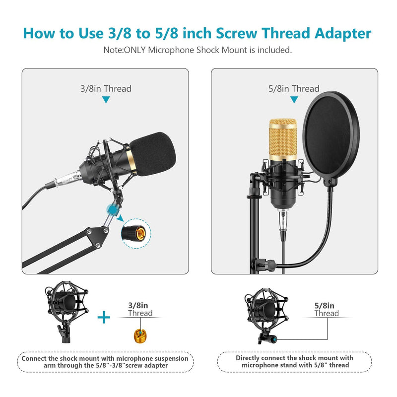  [AUSTRALIA] - Neewer Universal 45MM Microphone Shock Mount for 43MM-46MM Diameter Condenser Mic (Black)