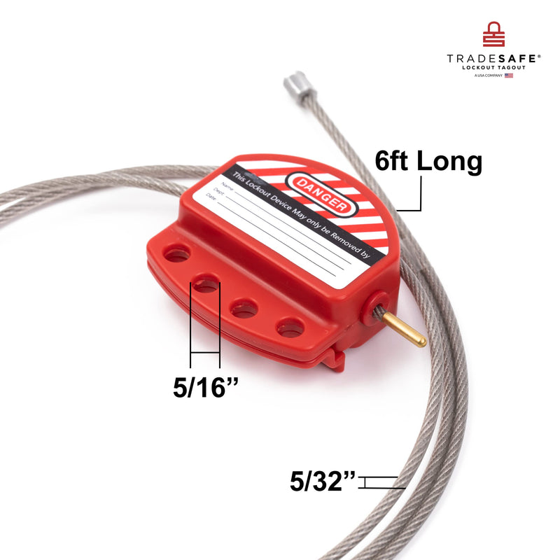  [AUSTRALIA] - TRADESAFE Lockout Tagout Cable Lock, 6 feet, Adjustable Steel Cable Lock Out, Vinyl Coating, OSHA Compliant, Premium Grade