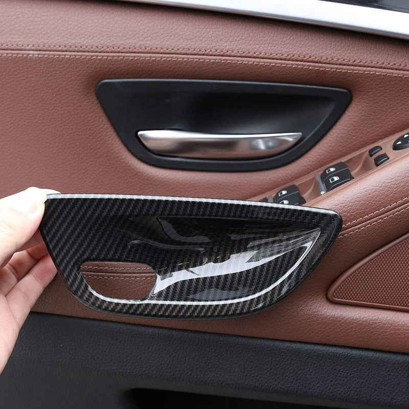 YUECHI for BMW 5 Series F10 520 528 525 2011-2017 Carbon Fiber Style Car Interior Door Handle Bowl Cover Trim - LeoForward Australia