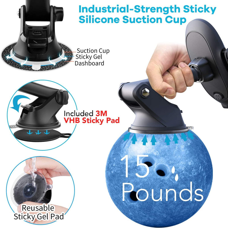  [AUSTRALIA] - APPS2Car Suction Cup Phone Holder Windshield/Dashboard/Window, Universal Dashboard & Windshield Suction Cup Car Phone Mount with Strong Sticky Gel Pad, Compatible with iPhone, Samsung &Other Cellphone