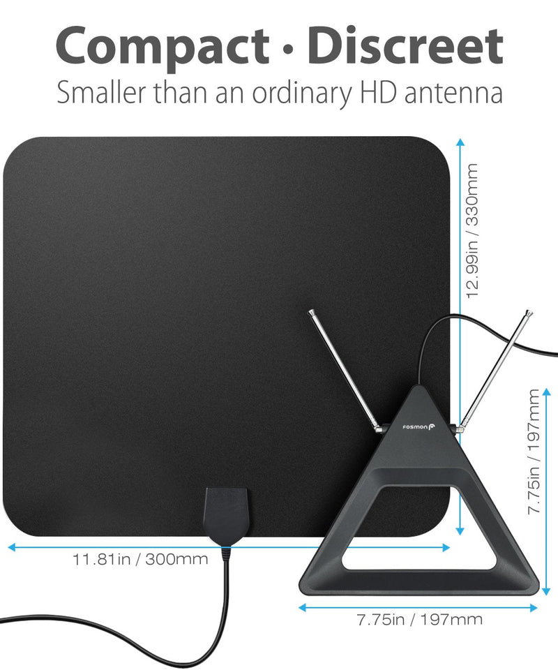  [AUSTRALIA] - Fosmon HDTV Antenna 25-40 Miles Range, Indoor Rabbit Ear TV Antenna, Retractable Dipoles [Wall Mountable or Tabletop] with 5FT Cable Support 4K Ready, ATSC 3.0, UHF, VHF, 1080p Free TV Channel