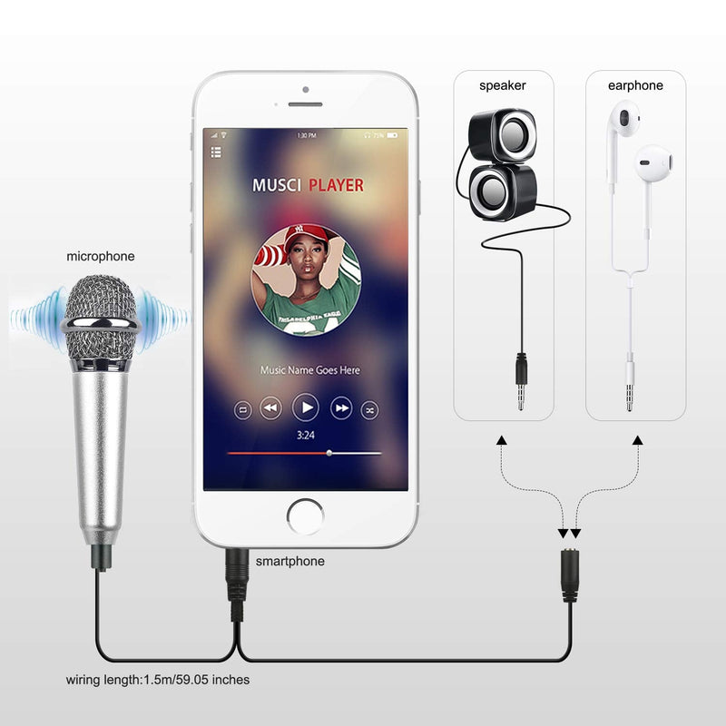  [AUSTRALIA] - Uniwit Mini Portable Vocal/Instrument Microphone for Mobile Phone Laptop Notebook Apple iPhone Sumsung Android with Holder Clip - Silver