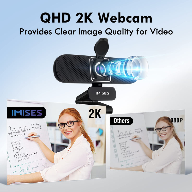  [AUSTRALIA] - USB C Webcam, 2K Webcam with Microphone and Speaker, 3 in 1 Webcam with Auto Focus and White Balance, 90°Wide FoV, Laptop Camera with Privacy Cover, Plug & Play for Conference/Streaming/Video Calls Black