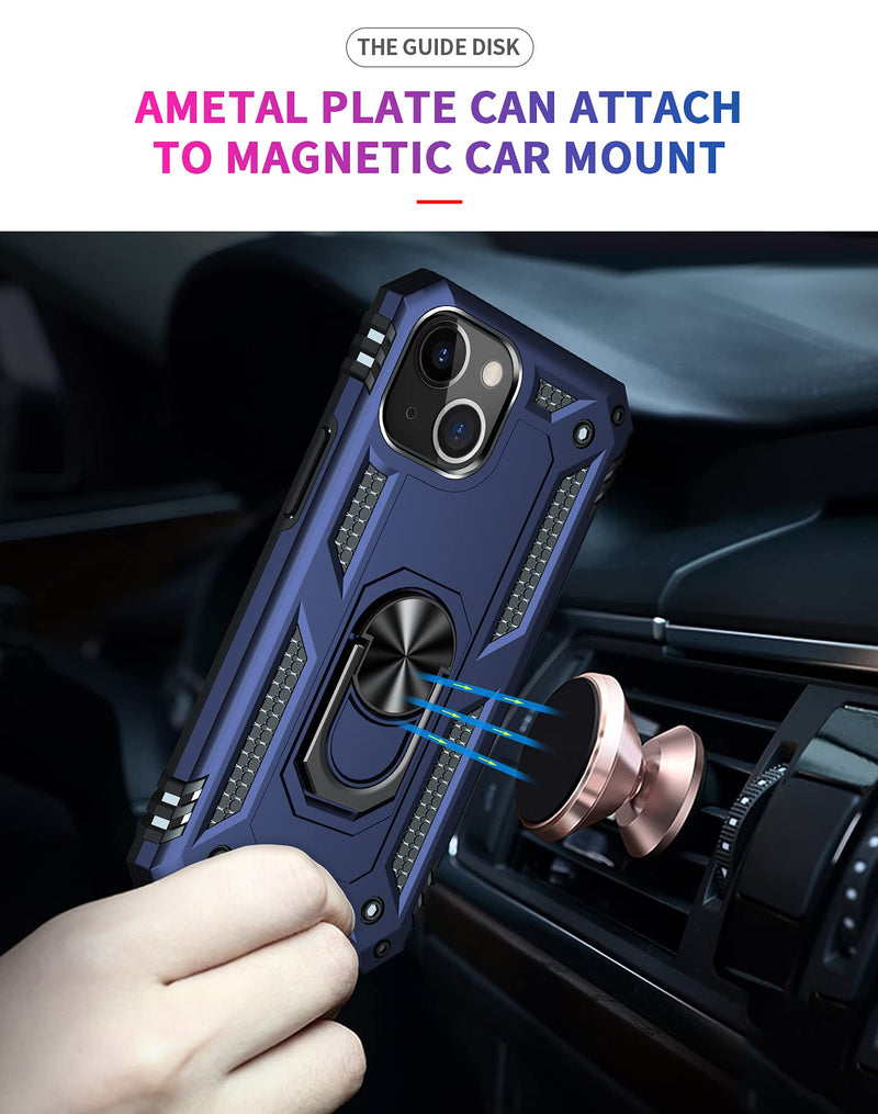  [AUSTRALIA] - Korecase Compatible with iPhone 13 Mini Case Heavy Duty Rugged Full Body Proof Shockproof Screen Camera Protection Built-in 360 Ring Kickstand Military Hard Back Cover for Men Women Blue