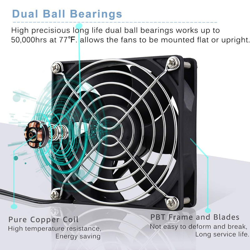  [AUSTRALIA] - EC Cooling Fan GDSTIME 90mm x 90mm x 25mm AC 110V 115V 120V 220V 240V Dual Ball Bearing