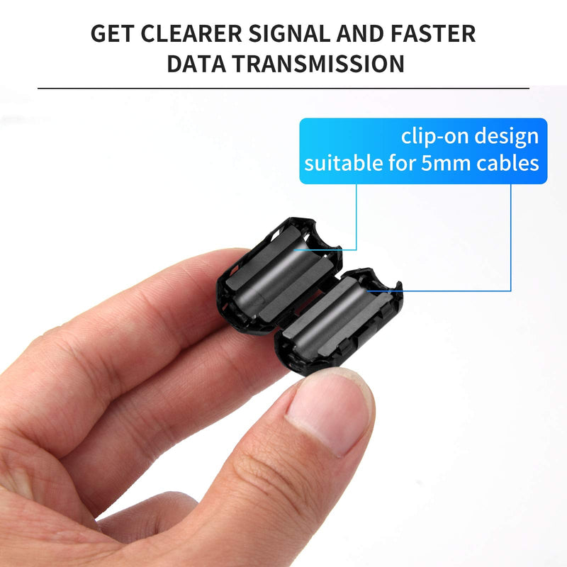  [AUSTRALIA] - Ferrite Toroidal Black RFI EMI Noise Reduction Cable Clip 20pcs