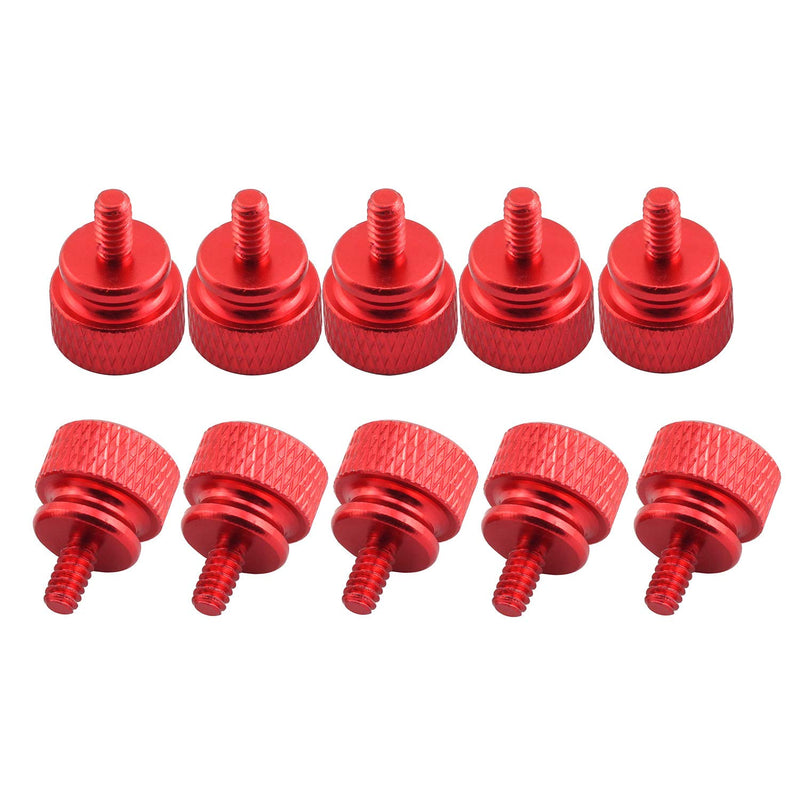  [AUSTRALIA] - RuiLing 10-Pack 6-32 Anodized Aluminum Computer Case Thumbscrews Wine Red Hand-Tighten Thumb Screws WineRed