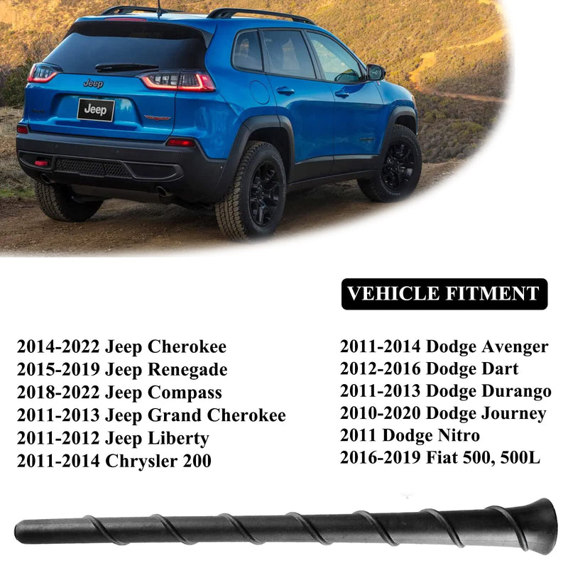  [AUSTRALIA] - E-Vniko 8'' Inch Roof Antenna Mast Compatible for 2011-2022 Jeep Cherokee Grand Cherokee Dodge Durango Dart Journey Chrysler 200 Replacement Back Rubber Car Antenna 5091100AA 68297936AA