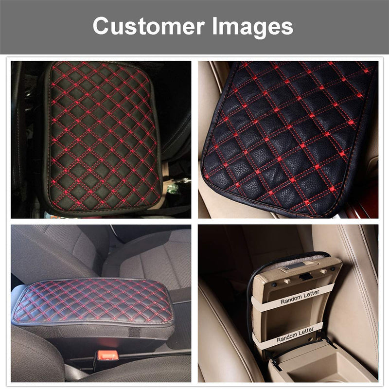 LKXHarleya Car Center Console Cover, Universal Car Armrest Cover, PU Leather Auto Arm Rest Cushion Pads, Center Console Armrest Protector, Fit for Most Vehicle, SUV, Truck Car Accessories 12.99"x9.05"/33x23cm Black With Black Thread - LeoForward Australia