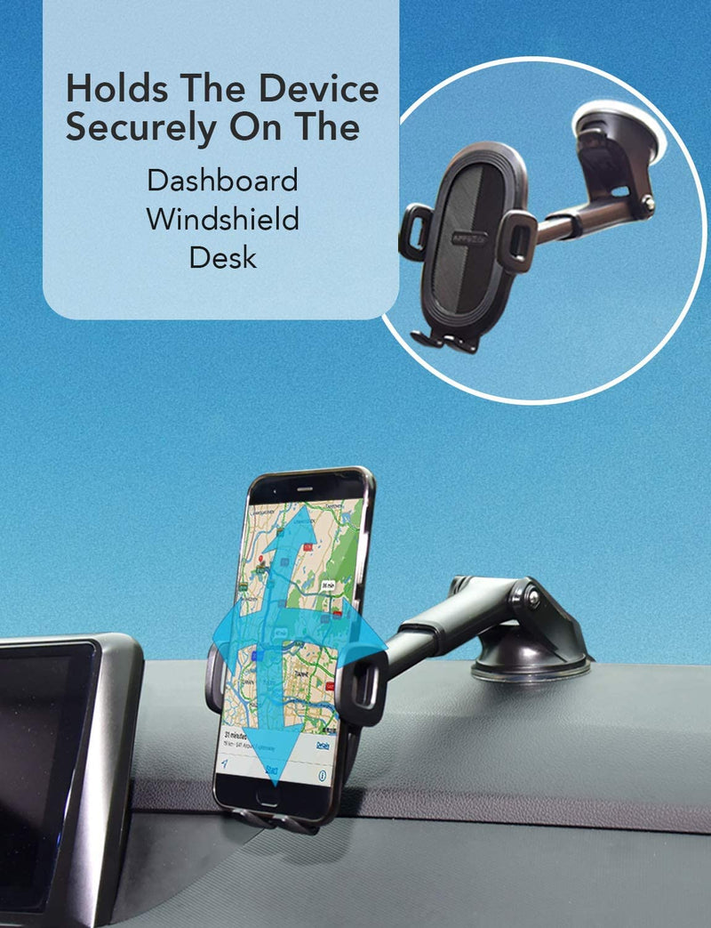  [AUSTRALIA] - APPS2Car Suction Cup Phone Holder Windshield/Dashboard/Window, Universal Dashboard & Windshield Suction Cup Car Phone Mount with Strong Sticky Gel Pad, Compatible with iPhone, Samsung &Other Cellphone