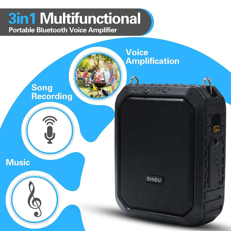  [AUSTRALIA] - Voice Amplifier Headset Microphone, 18W Portable Microphone with Waterproof Speaker, 4400mah Rechargeable Portable Voice Amp for Teachers, Classroom, Singing, Presentation etc Black