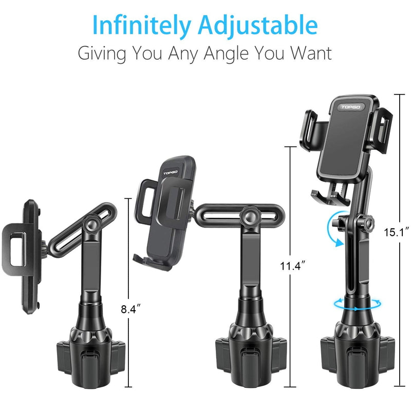  [AUSTRALIA] - Car Cup Holder Phone Mount JC1 Pro Ver. Adjustable Long Pole Automobile Cup Holder Smart Phone Cradle Car Mount for iPhone 11 Pro/XR/XS Max/X/SE/8 Plus/6s/Samsung Galaxy S20+/Note 10/S9/S7 Edge(Black)