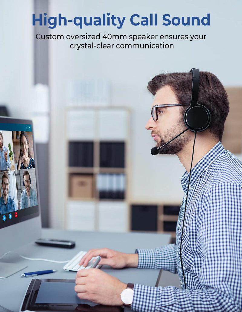  [AUSTRALIA] - USB Headset with Microphone for PC Laptop, 3.5mm Headphone with Microphone Noise Canceling&Volume Control, Computer Headset with Mute&Sidetone for VoIP Skype MS Teams Online Conference Class (2 Pack) 2 Pack