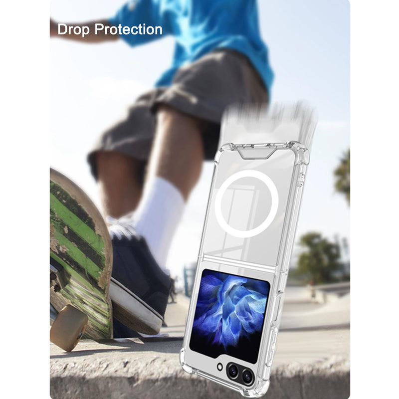  [AUSTRALIA] - HOYZNBI Clear Magnetic Case for Samsung Galaxy Z Flip 5 [Compatible with MagSafe Accessory] Slim Shockproof Mag-Safe Case Anti-Yellow Transparent Phone Cover for Samsung Z Flip 5 5G