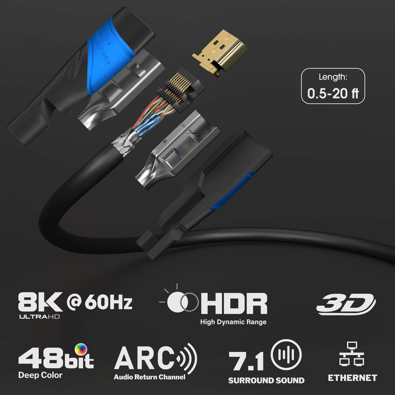 KabelDirekt – 20ft HDMI cable – 4K & 8K HDMI cord (HDMI to HDMI cable – 8K@60Hz & 4K@120Hz for a stunning Ultra HD experience, High Speed with Ethernet – Blu-ray/PS4/PS5/Xbox Series X/Switch, black) 20 ft - LeoForward Australia