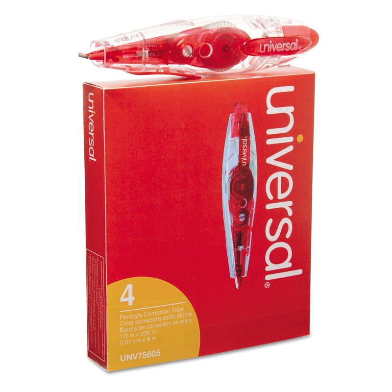  [AUSTRALIA] - Universal 75605 Retractable Pen Style Correction Tape, 1/5-Inch X 236-Inch, 4/Pack