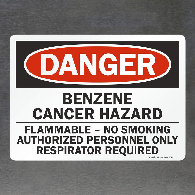 SmartSign "Danger - Benzene, Cancer Hazard, No Smoking" Label | 10" x 14" Laminated Vinyl 10" x 14" Vinyl Label - LeoForward Australia