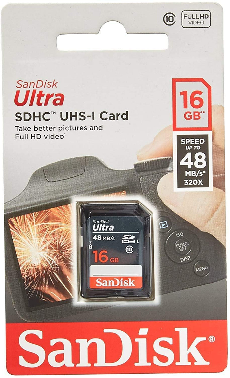 5 Pack - SanDisk Ultra 16GB SD SDHC Memory Flash Card UHS-I Class 10 Read Speed up to 48MB/s 320X SDSDUNB-016G-GN3IN Wholesale Lot + (5 Cases) - LeoForward Australia