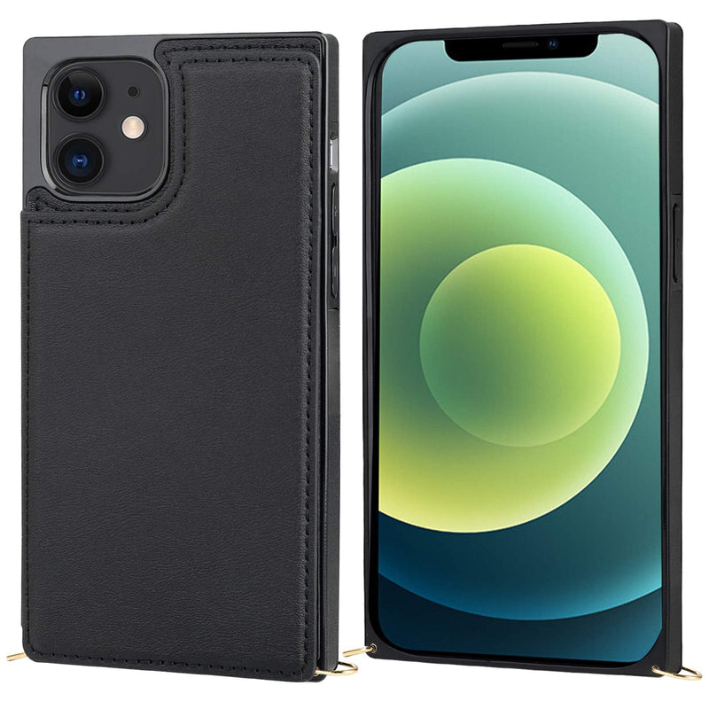  [AUSTRALIA] - Bocasal Crossbody Wallet Case for iPhone 12 Mini Credit Card Holder PU Leather Kickstand Shockproof Detachable Cross Body Strap Lanyard Magnetic Closure 5.4 inch(Black) Black For iPhone 12 Mini 5.4 inch display