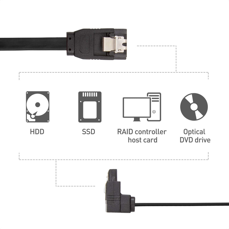 Cable Matters 3-Pack 90 Degree Right Angle SATA III 6.0 Gbps SATA Cable (SATA 3 Cable) Black - 18 Inches - LeoForward Australia