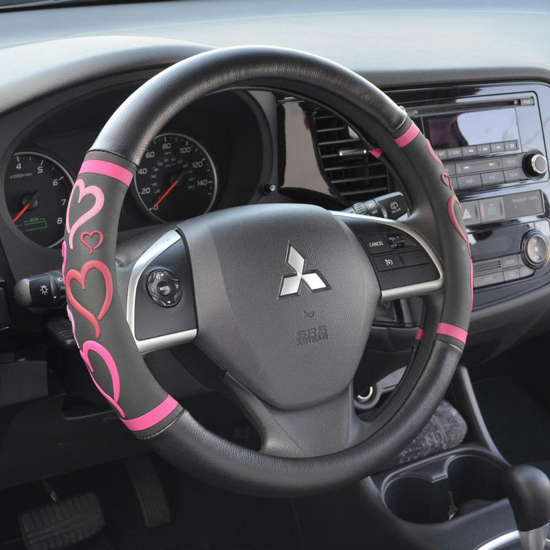  [AUSTRALIA] - BDK Universal Fit Universal Love Story Steering Wheel Cover - Rubber (Love Story Pink) Love Story Pink