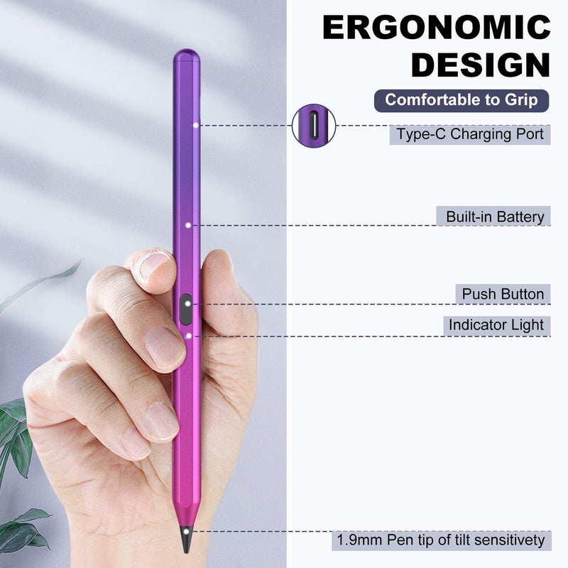 TiMOVO Stylus Pencil for iPad with Palm Rejection,Aple iPad Pencil 2nd Gen for iPad Pro 11/12.9 Inch (2018-2021), iPad 9/8/7/6th Gen,iPad Mini 6/5th,iPad Air 4th/3rd,Magnetic Design, Gradient Purple - LeoForward Australia