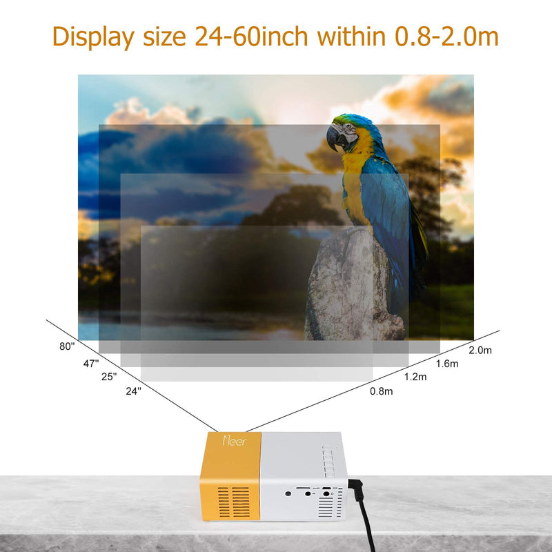 Mini Projector, Meer Portable Pico Full Color LED LCD Video Projector for Children Present, Video TV Movie, Party Game, Outdoor Entertainment with HDMI USB AV Interfaces and Remote Control - LeoForward Australia