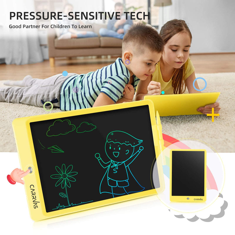  [AUSTRALIA] - CARRVAS LCD Writing Tablet 2 Pack Doodle Board 10inch Colorful Drawing Tablet Erasable Writing Pad Toy Gifts for 3 4 5 6 7 8 Year Old Girls Boys Toddlers 2Pack Yellow
