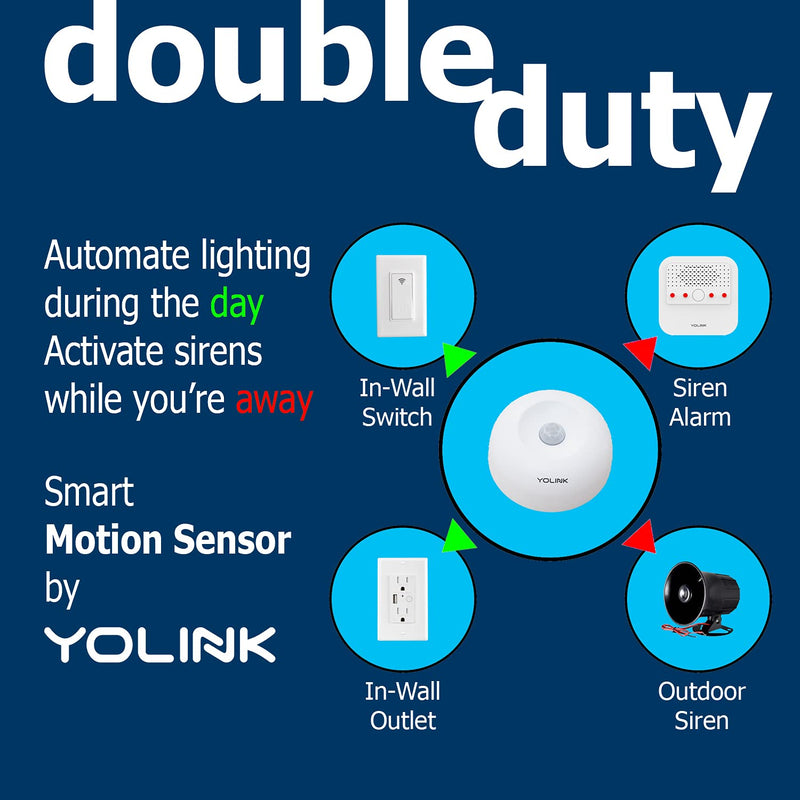  [AUSTRALIA] - YoLink Motion Sensor, 1/4 Mile Long Range Smart Home Indoor Wireless Motion Detector Sensor Works with Alexa, IFTTT, and Home Assistant. Movement Detector App Alerts Remote Monitor-YoLink Hub Required Without Hub