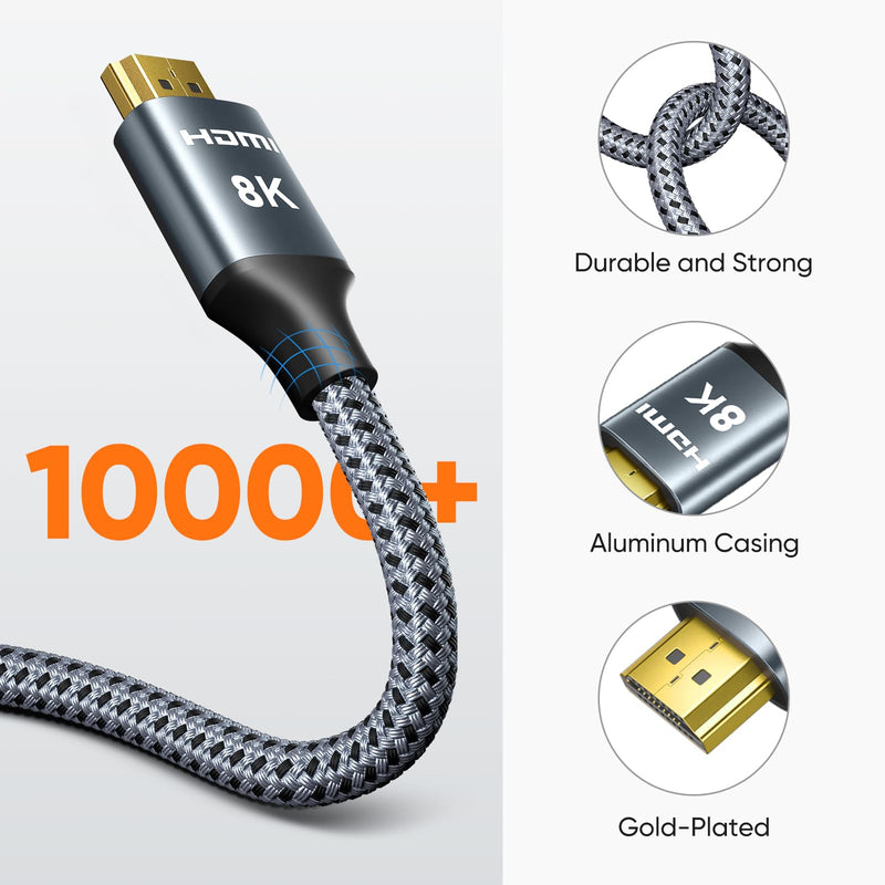  [AUSTRALIA] - ARISKEEN 8K HDMI 2.1 Cable 10M, Ultra HD 48Gbps High Speed Nylon Braided HDMI Cable, Supports 8K@60HZ, 4K@120Hz, eARC HDR10, Compatible with TV Xbox One PS4 PS5 Switch Monitor DVD Laptop 1 piece