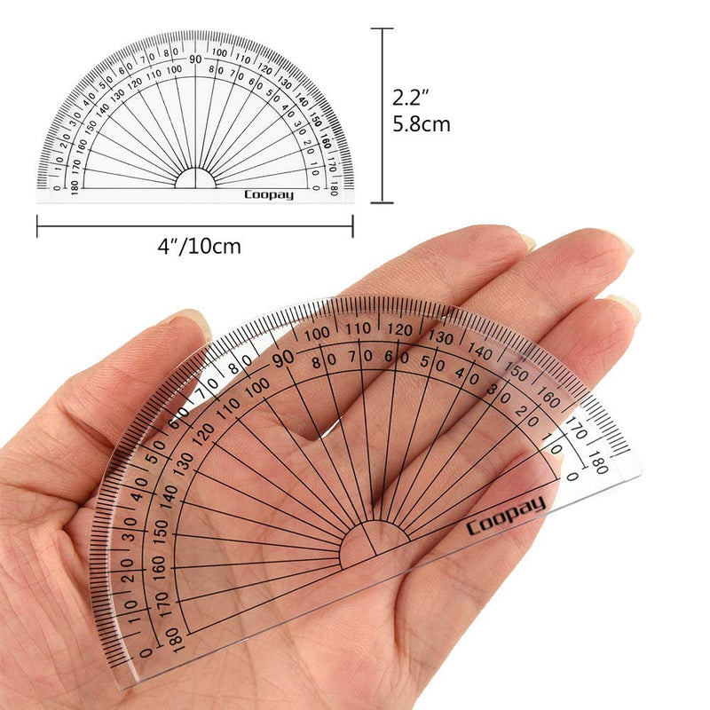 Coopay 24 Pack Plastic Protractors Clear Protractor Student Math Protractor Set 180 Degrees for Angle Measurement, 4 Inches - LeoForward Australia