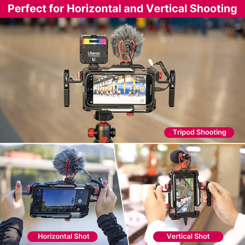  [AUSTRALIA] - ULANZI Smartphone Video Rig with Handle, LINO Filmmaking Case Aluminum Alloy Phone Video Stabilizer Grip Tripod Mount for Video Maker Videographer with Cold Shoe for iPhone 13 Mini Pro Max 8 Plus