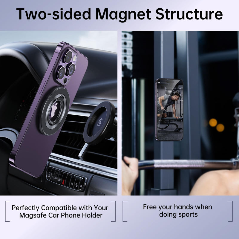  [AUSTRALIA] - Syncwire Magnetic Phone Ring Holder for MagSafe, Magnetic Phone Ring Stand Finger Grip Kickstand with Two-Sided Magnet for MagSafe Car Mount Compatible iPhone,Android, MagSafe Accessories - Black