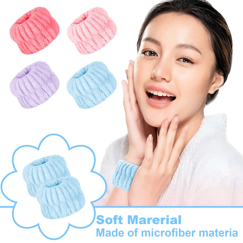  [AUSTRALIA] - 8 Pcs Spa Wrist Washband Microfiber Wrist Wash Towel Band Wristbands for Washing Face Absorbent Wristbands Wrist Sweatband for Women Girls Prevent Liquid from Spilling Down Your Arms Blue, Purple