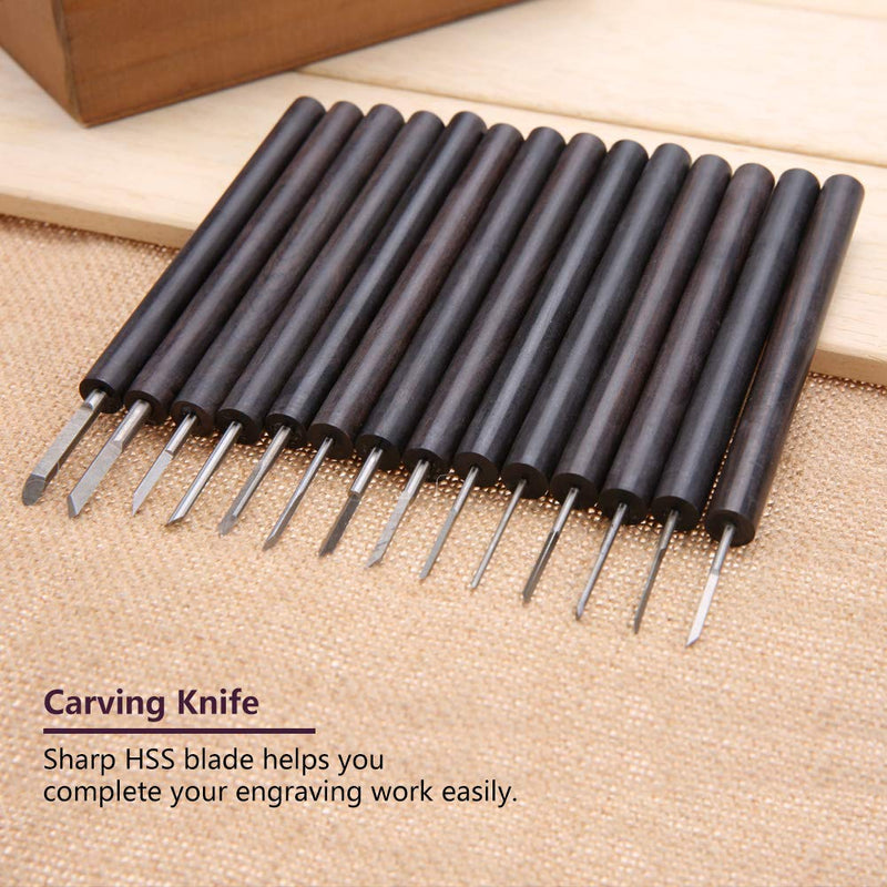  [AUSTRALIA] - 14PCS Carving Kit,Professional Wood Carving Chisel Set Hand Carving Knife DIY Woodworking Olive Nut Walnut Engraving Tool Set