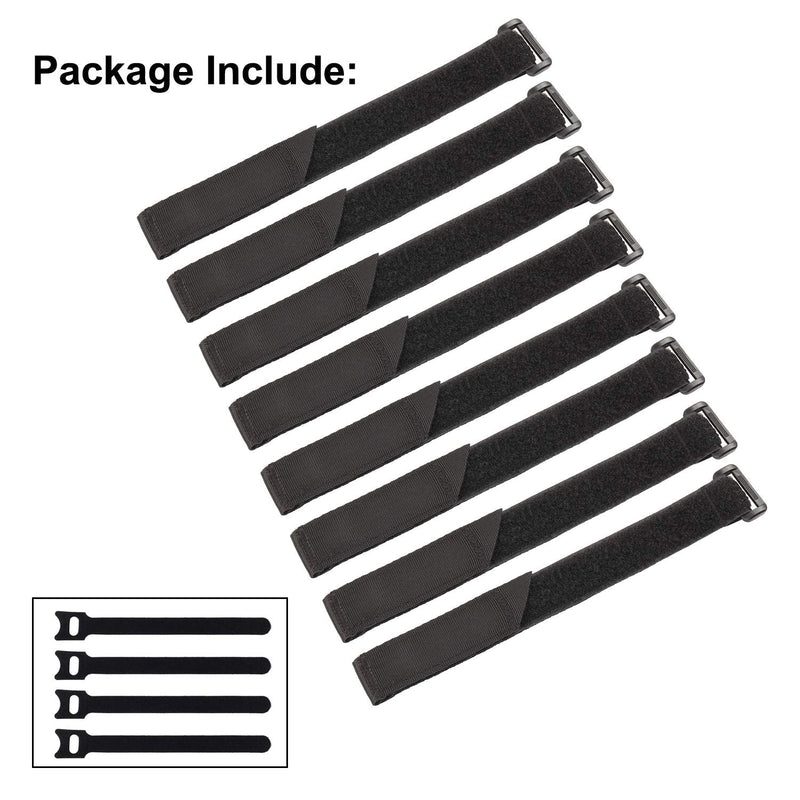  [AUSTRALIA] - Ayaport Cinch Straps 1" x 12"-8Pack, Durable & Reusable Hook and Loop Covered with Nylon Webbing Securing Buckle Straps for All Purpose Cord Wrap Organizer Storage 8 Pack Plus 4pcs Cable Ties 1" x 12"
