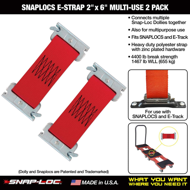  [AUSTRALIA] - SNAPLOCS E-Strap 2" x 6" Multi-USE RED 2 Pack Fits Snapocs and E-Track. Connects Snap-Loc Dolly Carts