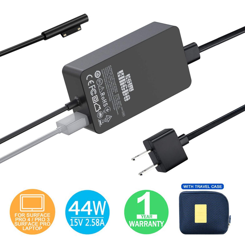  [AUSTRALIA] - Surface Pro Charger Surface Pro 4 6 Charger, KSW KINGDO 44W 15V 2.58A Power Supply Compatible with Microsoft Surface Pro 3 4 5 6 7 X, Laptop 1/2/3 Surface Go 1/2 & Surface Book with Travel Case